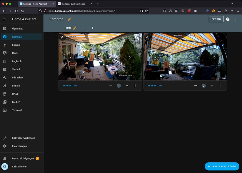 Home Assistant: Installation von Frigate, Onvif-Kameras und Frigate Card
