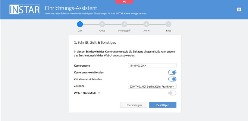 Überwachungskamera Instar IN-8401 2K+: Setup mit Browser