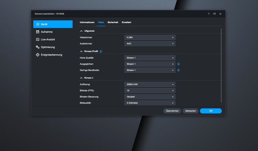 Instar IN-9408 2K+: Integration in Synology Surveillance Station