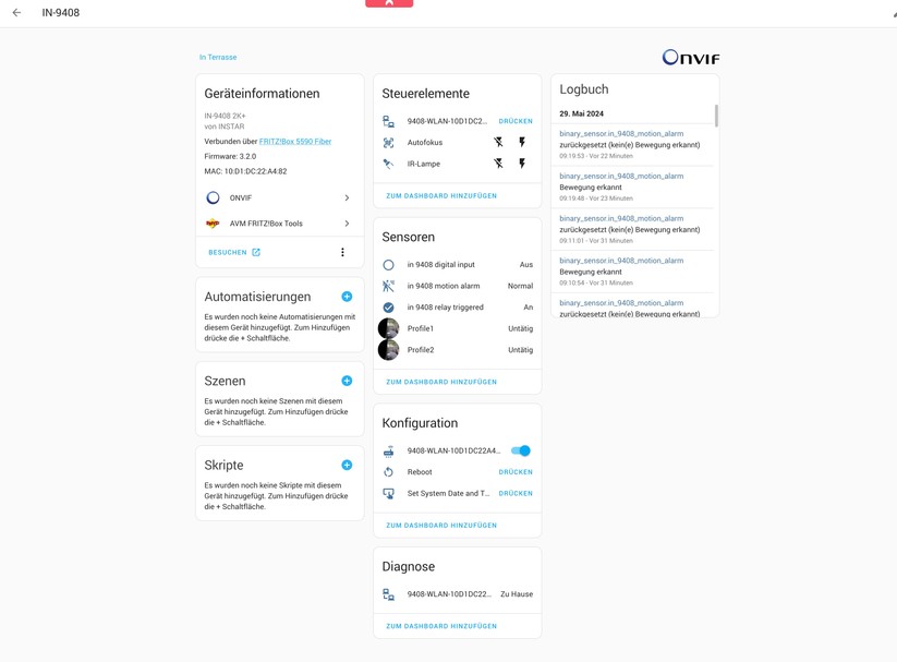 Instar IN-9408 2K+:  Integration in Home Assistant