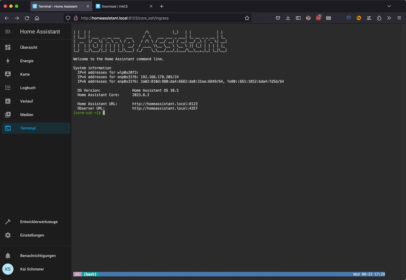 Home Assistant Community Store (HACS) installieren