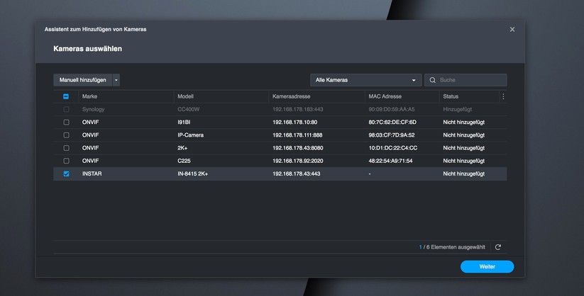 Instar IN-9401 2K+: Integration in Synology Surveillance Station