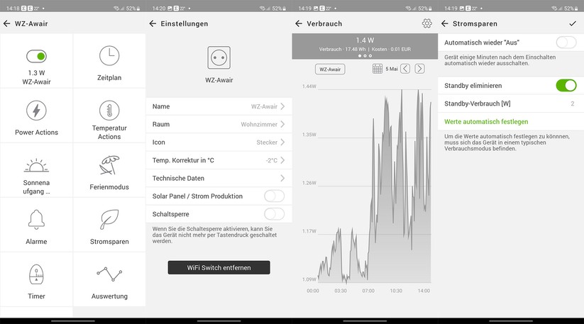 Der smarte Zwischenstecker My Strom aus der Schweiz bietet in der App zahlreiche Statistiken zum Stromverbrauch und -kosten. Außerdem können Nutzer auch den Ertrag eines Balkonkraftwerks erfassen und den Standby-Verbrauch senken.