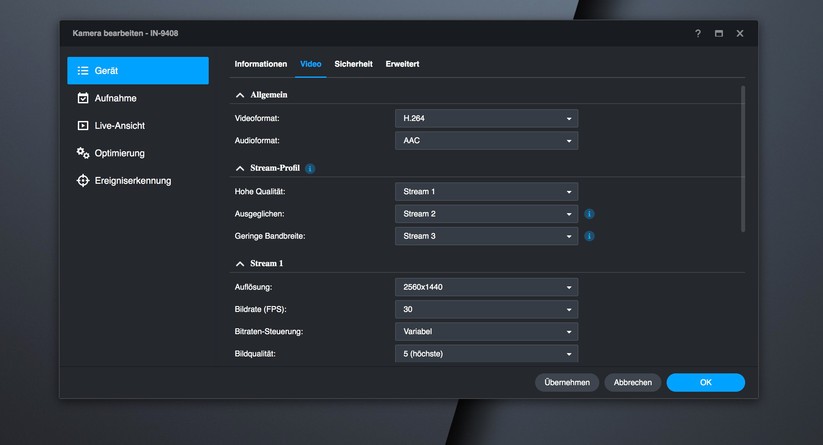 Instar IN-9408 2K+: Integration in Synology Surveillance Station