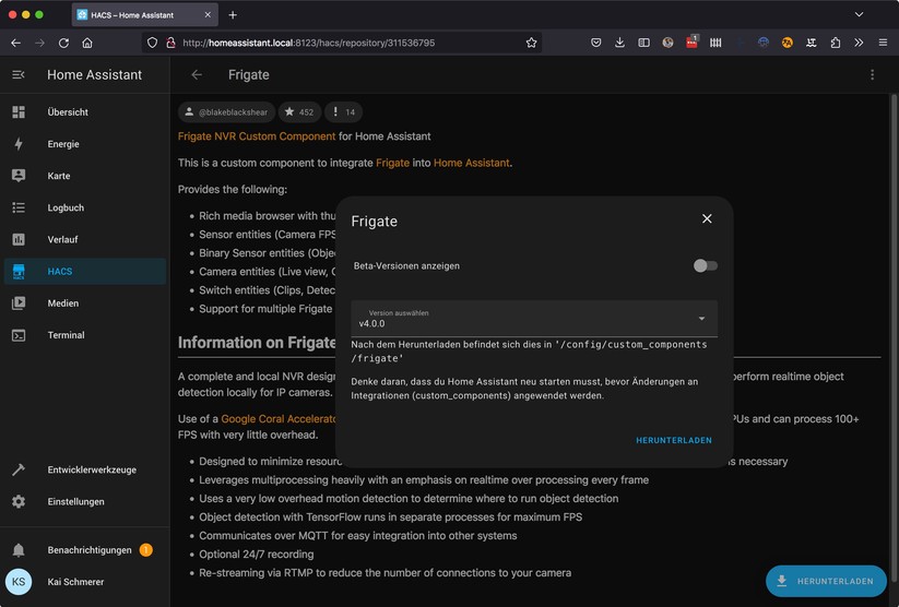 Home Assistant: Installation von Frigate, Onvif-Kameras und Frigate Card