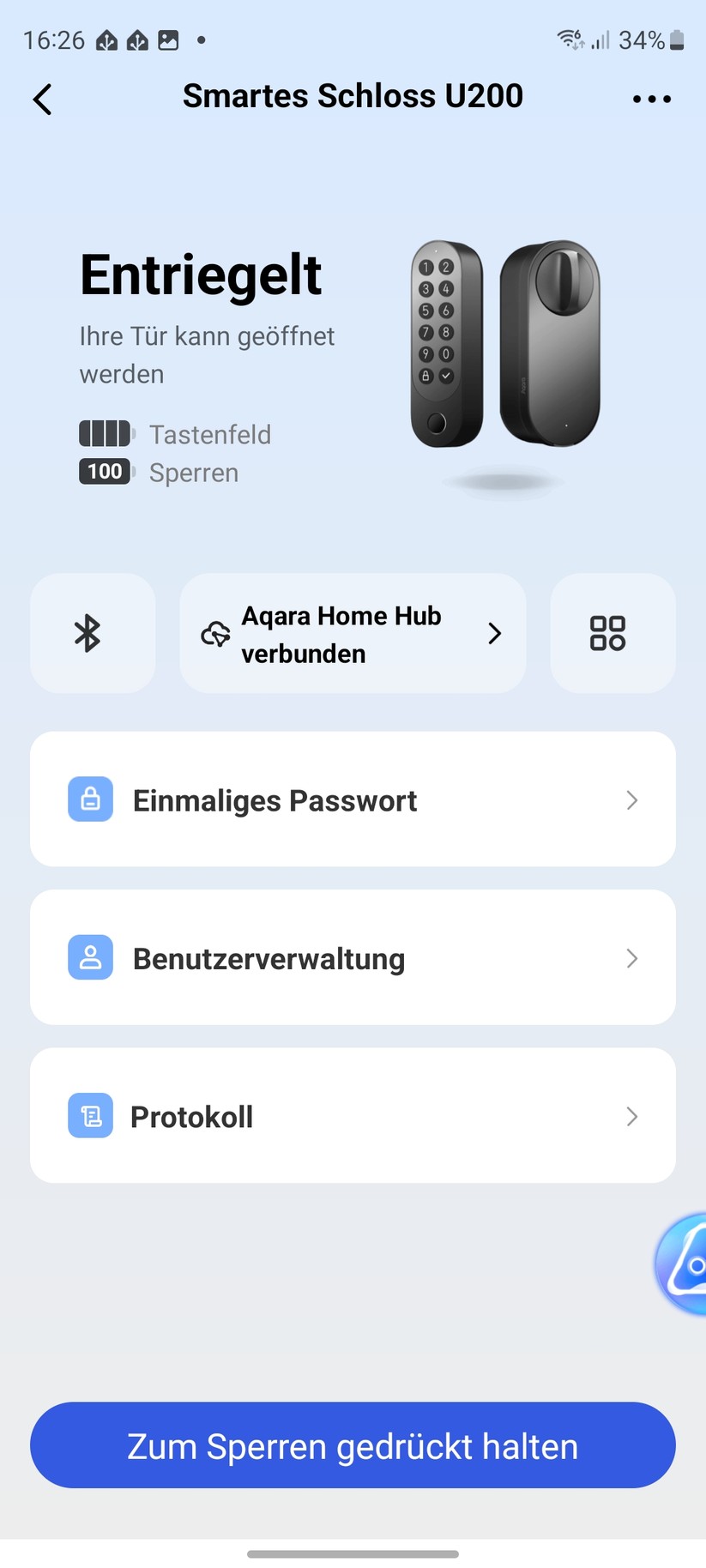 Aqara Smart Lock U200: Aqara-App