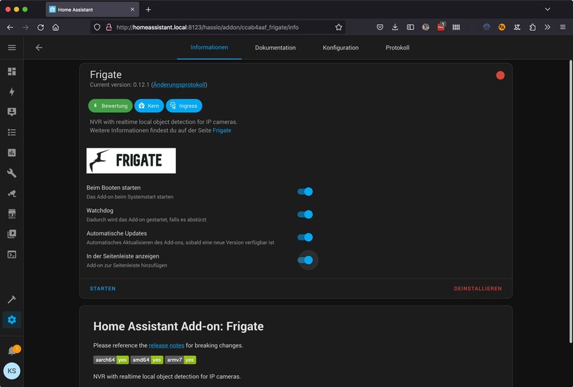 Home Assistant: Installation von Frigate, Onvif-Kameras und Frigate Card