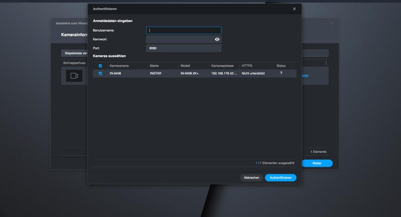 Instar IN-9408 2K+: Integration in Synology Surveillance Station