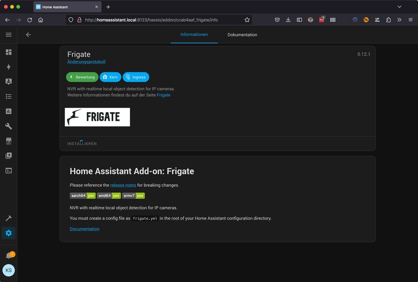 Home Assistant: Installation von Frigate, Onvif-Kameras und Frigate Card