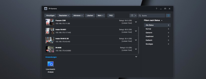 Instar IN-9408 2K+: Integration in Synology Surveillance Station