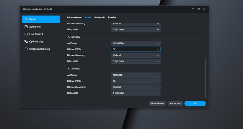 Instar IN-9408 2K+: Integration in Synology Surveillance Station