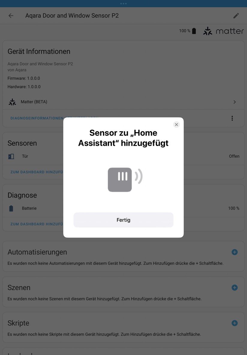 Home Assistant: Die Matter-Integration steht als Beta zur Verfügung. Neue Matter-Geräte muss man mit der App hinzufügen.