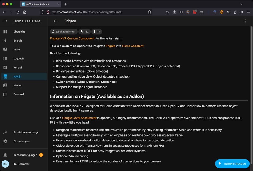 Home Assistant: Installation von Frigate, Onvif-Kameras und Frigate Card