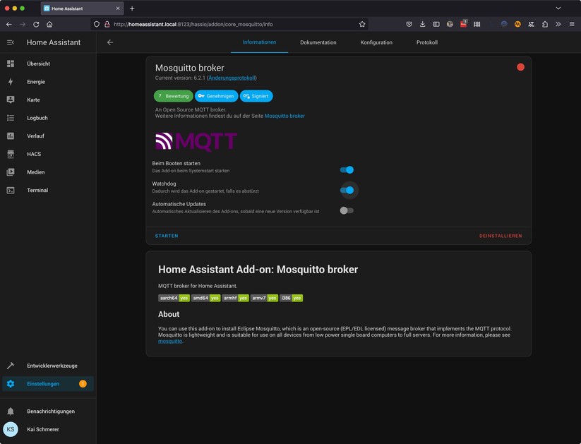 Home Assistant: MQTT-Server installieren
