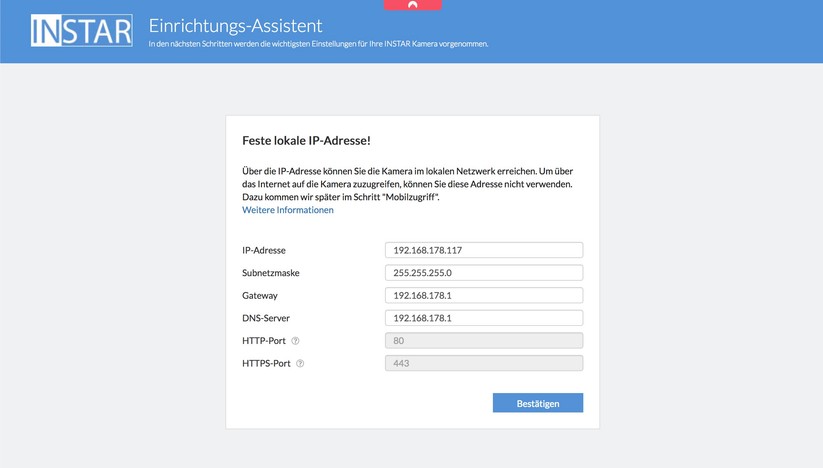 Überwachungskamera Instar IN-8401 2K+: Setup mit Browser