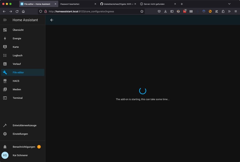 Home Assistant: File Editor installieren