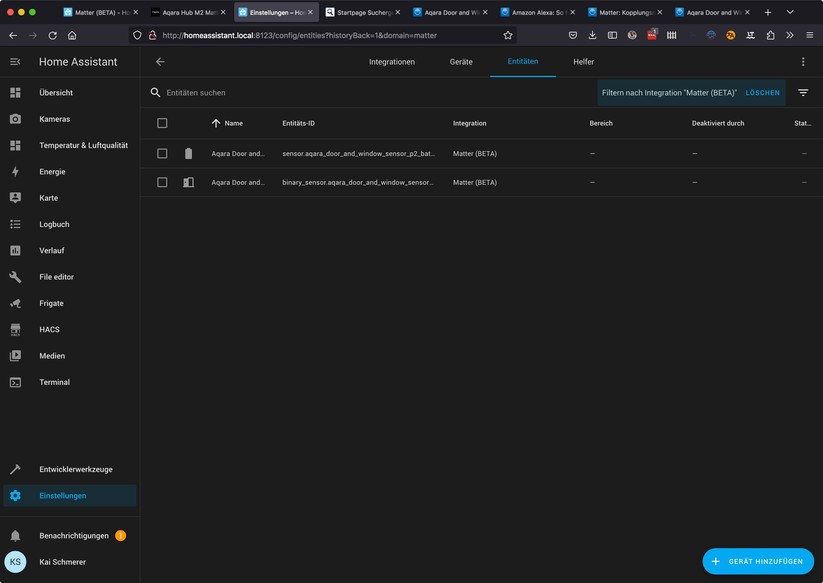 Home Assistant: Die Matter-Integration steht als Beta zur Verfügung. Neue Matter-Geräte muss man mit der App hinzufügen.