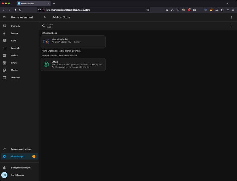 Home Assistant: MQTT-Server installieren