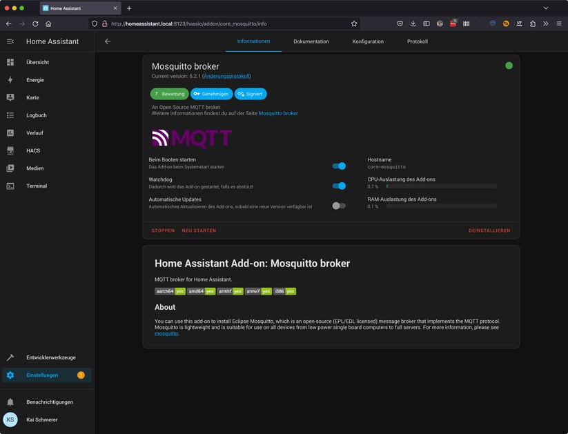 Home Assistant: MQTT-Server installieren