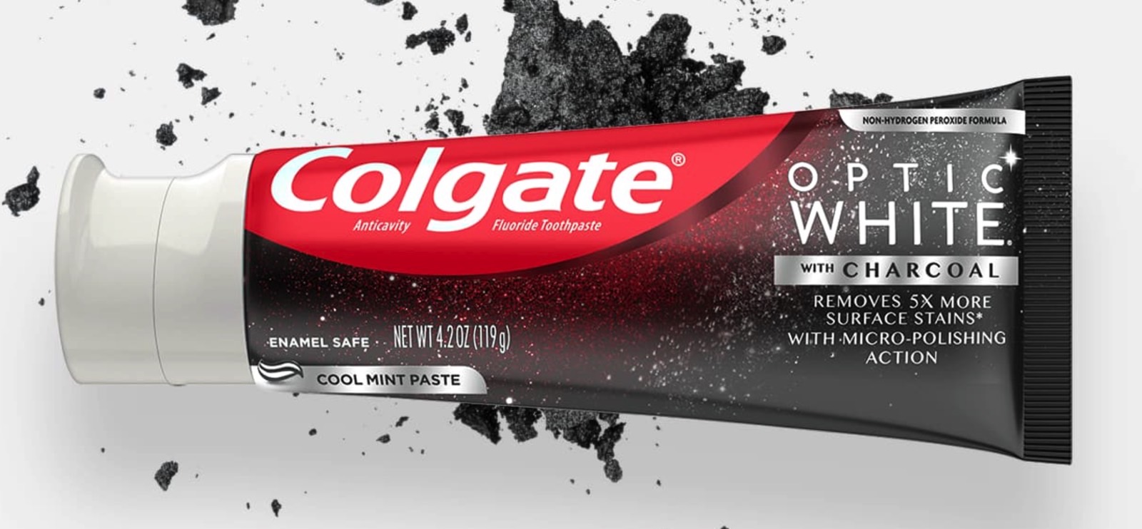 Colgate Optic White Charcoal toothpaste.
