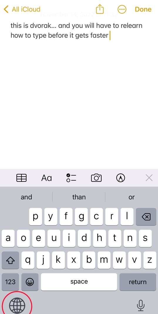 Type faster on iPhone with the Dvora keyboard... after you relearn how to type.
