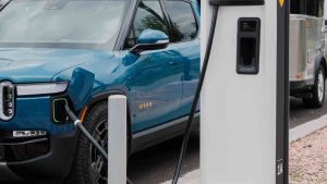 Rivian R1T charging at an Adventure Network charger