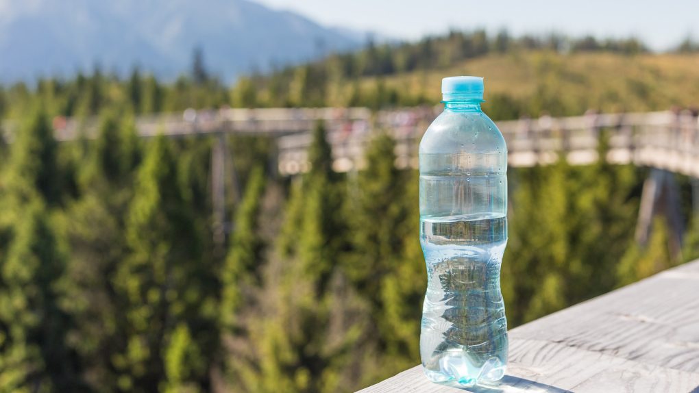 plastic water bottle in the sun