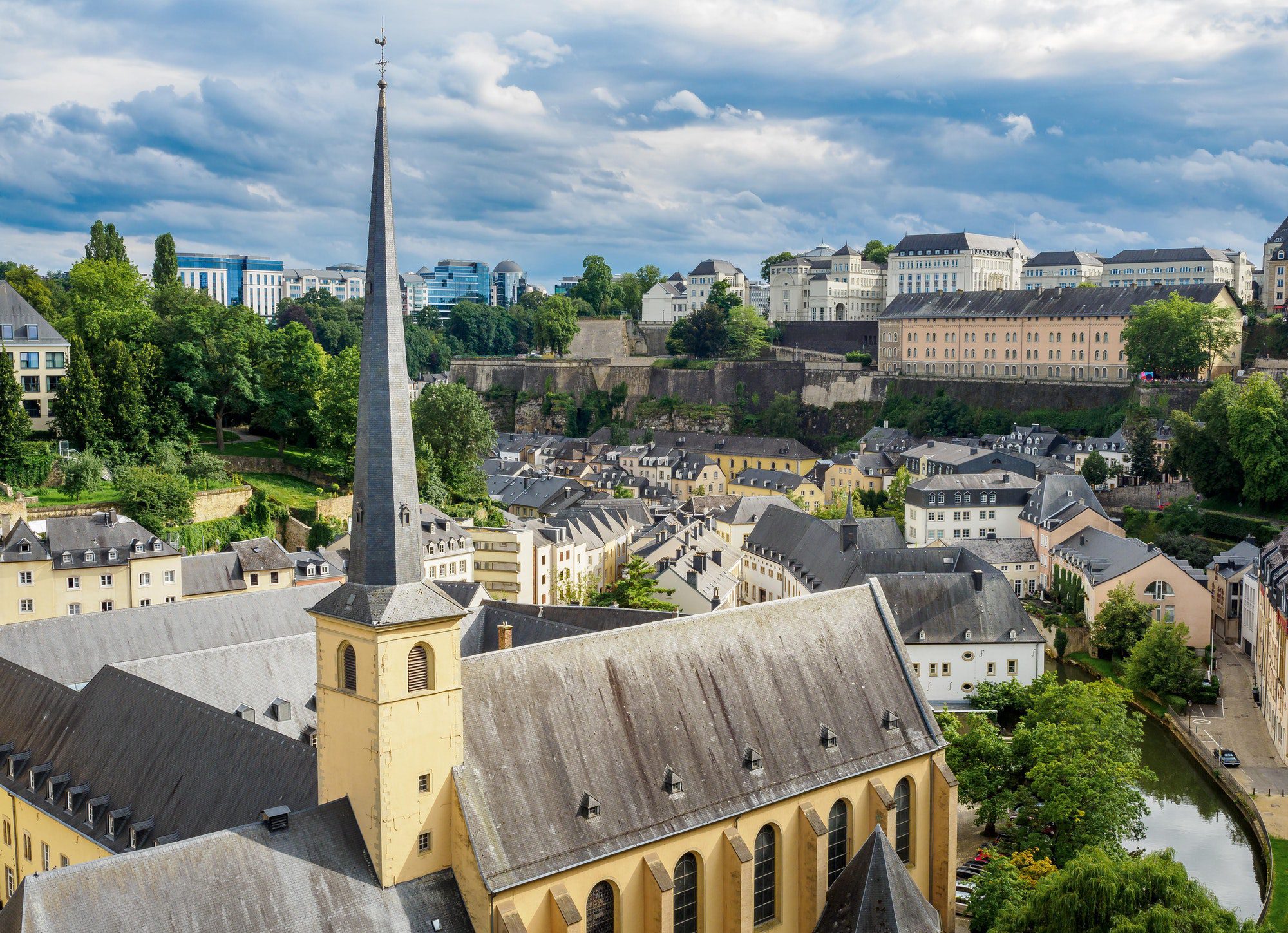 Panorama of Luxemburg (Balcony of Europe, Neumunster Abbey). Luxembourg. Luxembourg.