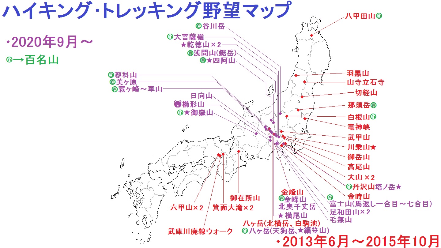 2022年6月18～19日 ハイキング･トレッキング野望マップ