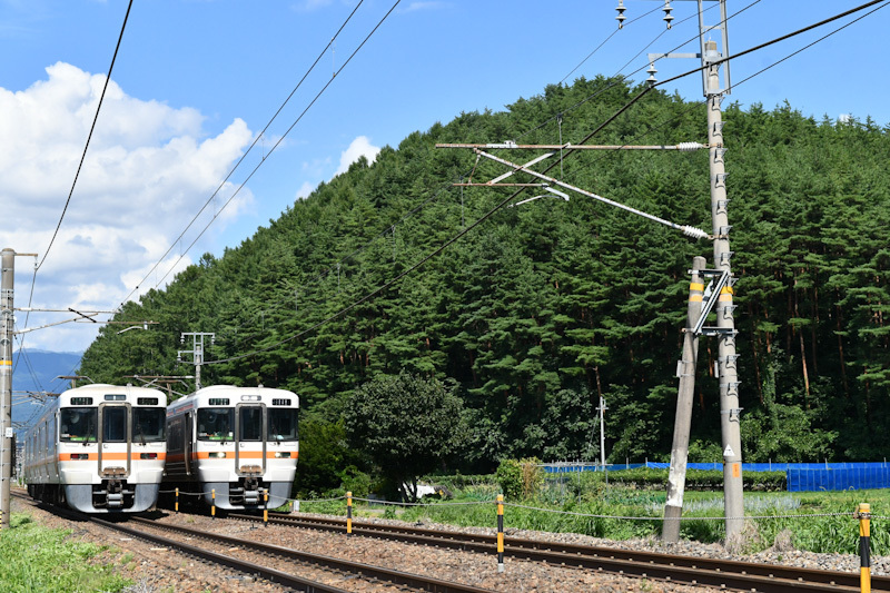 2024年8月23日撮影　西線にて313系1830Mと1831Mのすれ違い