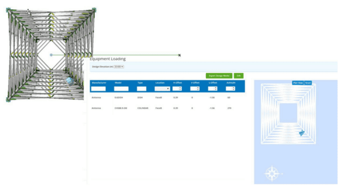 Screenshot of OpenTower Designer displaying Equipment Loading in OTiQ