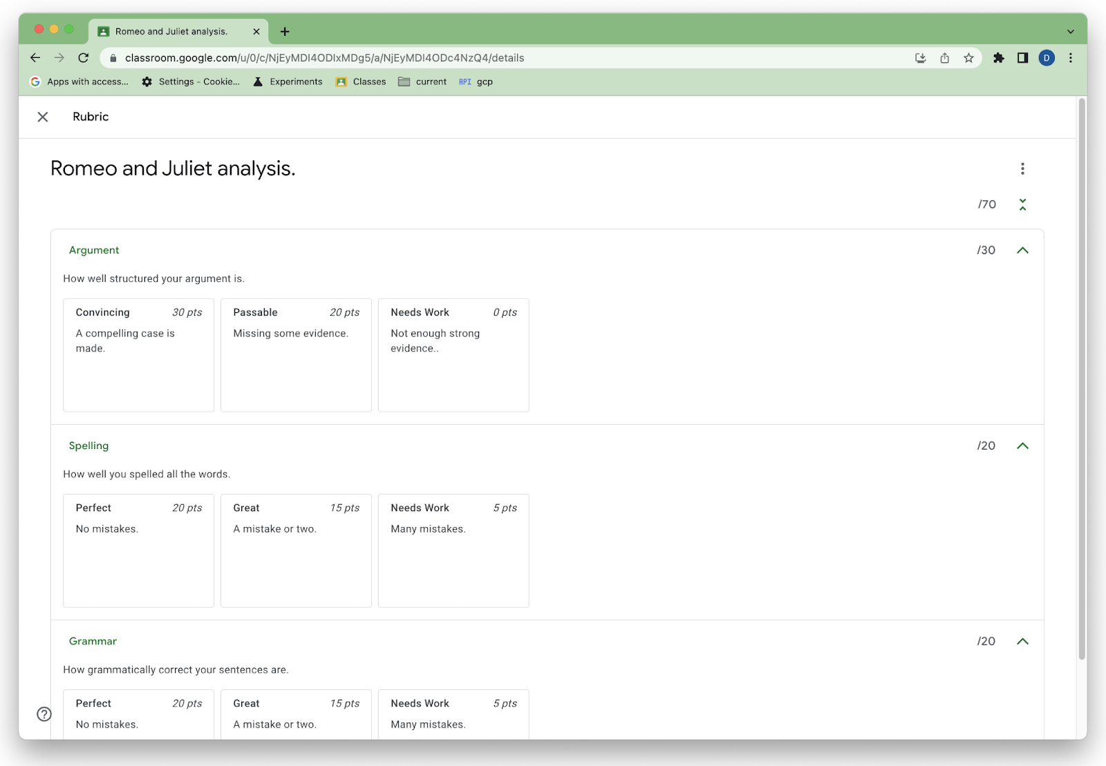 Create and manage rubrics using the Google Classroom API