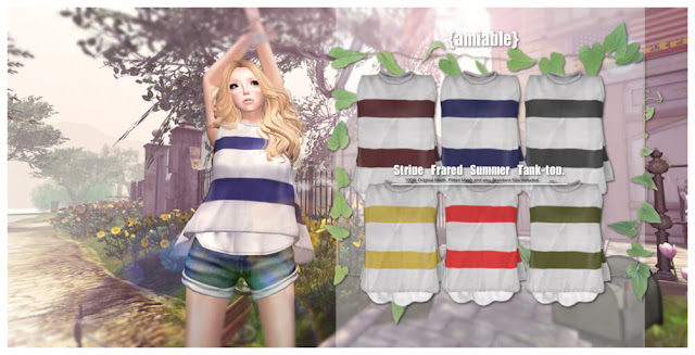 {amiable}Stripe Flared Summer Tank-top