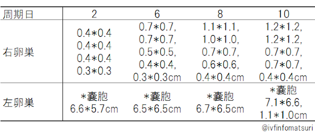 採卵周期D2D10卵胞の大きさ