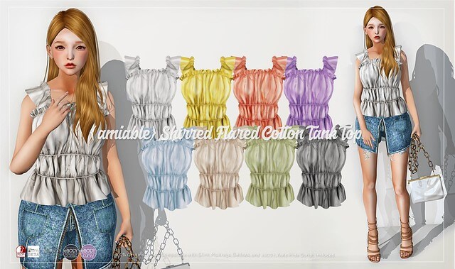 {amiable}Shirred Flared Cotton Tank Top@ACCESS(50%OFF SALE).