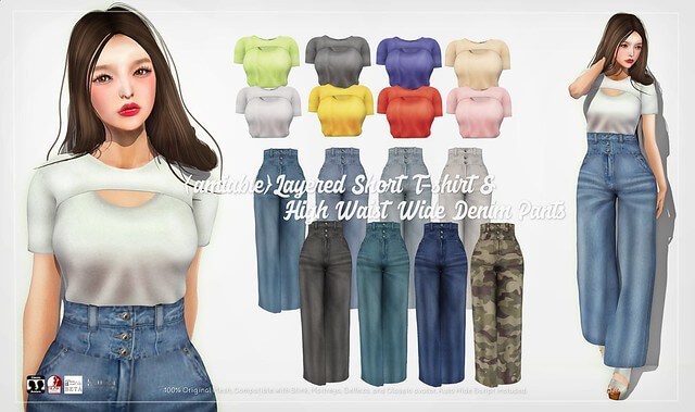 {amiable}Layered Short T-shirt & Hight Waist Denim Pants@ ACCESS(50%OFF SALE).