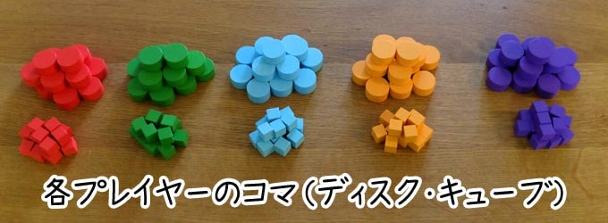 クリプティッドに入っているもの：2種類のコマ（キューブ・ディスク）