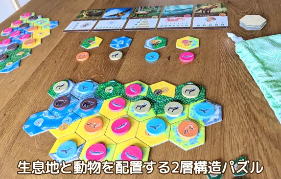 生息地と動物を配置する2層構造パズルゲーム｜カスカディア