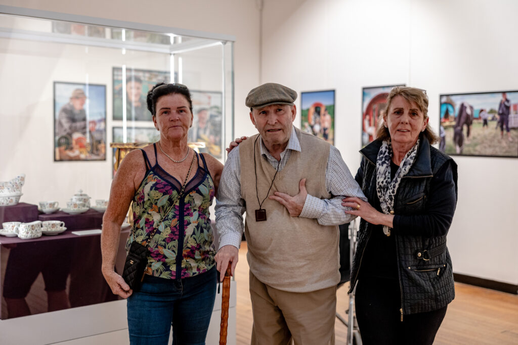 Kathleen, her uncle and her aunt in the exhibition