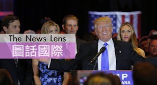 Republican U.S. presidential candidate and businessman Donald Trump speaks to supporters following the results of the Indiana st