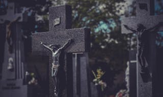 old cemetery with graves in Spanish holy place