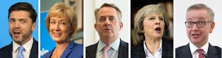 （左起）Stephen Crabb, Andrea Leadsom, Liam Fox, Theresa May and Michael Gove