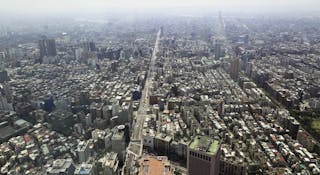 Taiwan, Taipei, View of city from Taipei 101 platform