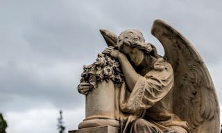 Photograph of an angel monochrome statue