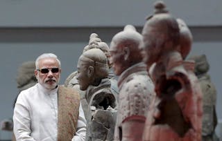 Indian Prime Minister Modi visits the Museum of Qin Terracotta Warriors and Horses, in Xian