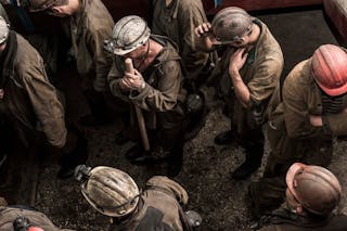 Mineworkers and members of the Independent Trade Union of Miners (NPGU) in Ukraine's Donetsk region. Through Solidarity Center s