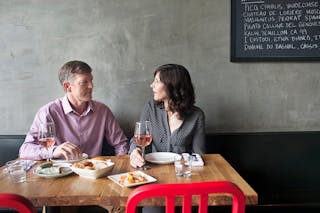 Couple dining in restaurant