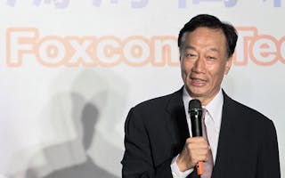 Terry Gou, founder of Taiwan's Hon Hai Precision Industry company, the mother company of Foxconn, talks during a news conference