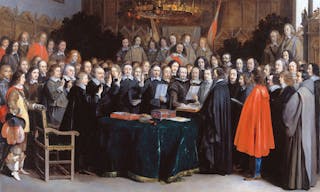 泰爾博赫繪於1648年的西發里亞和約確認儀式 The Ratification of the Treaty of Münster, 15 May 1648. 