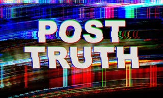 "Post truth" Typographic glitch font distortion, illustration.